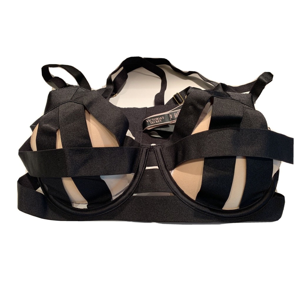 Victoria's Secret 36C Unlined Balconet Bra Black Strapped Sexy Lingerie